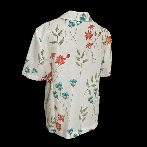 Vintage Alfred Dunner Short Sleeve Cream Floral Jacket - Picture 2 of 9